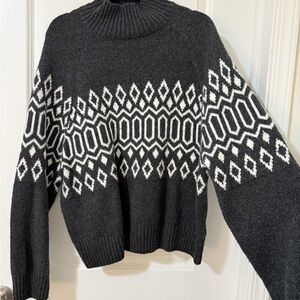 H&M Black and White Geometric Turtleneck Sweater